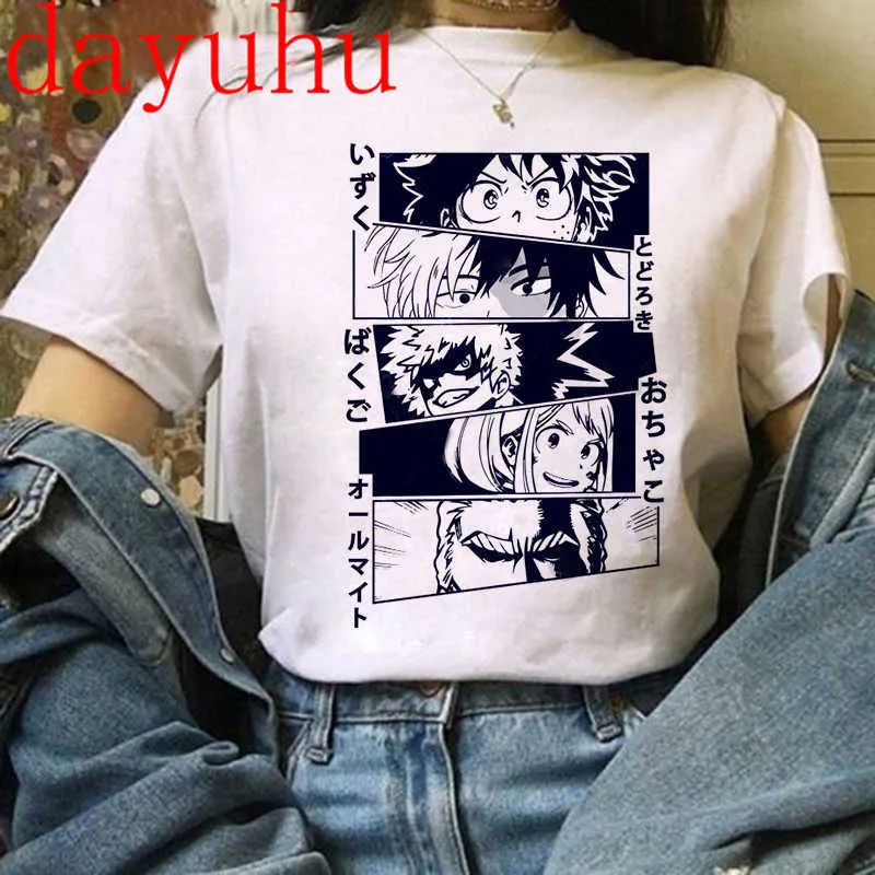 My Hero Academia Män T Shirt 90s Anime Boku Ingen Hero Academia Himiko TOGA T-SHIRT Grafisk Kawaii Toppar Tees Male Fashion x0621