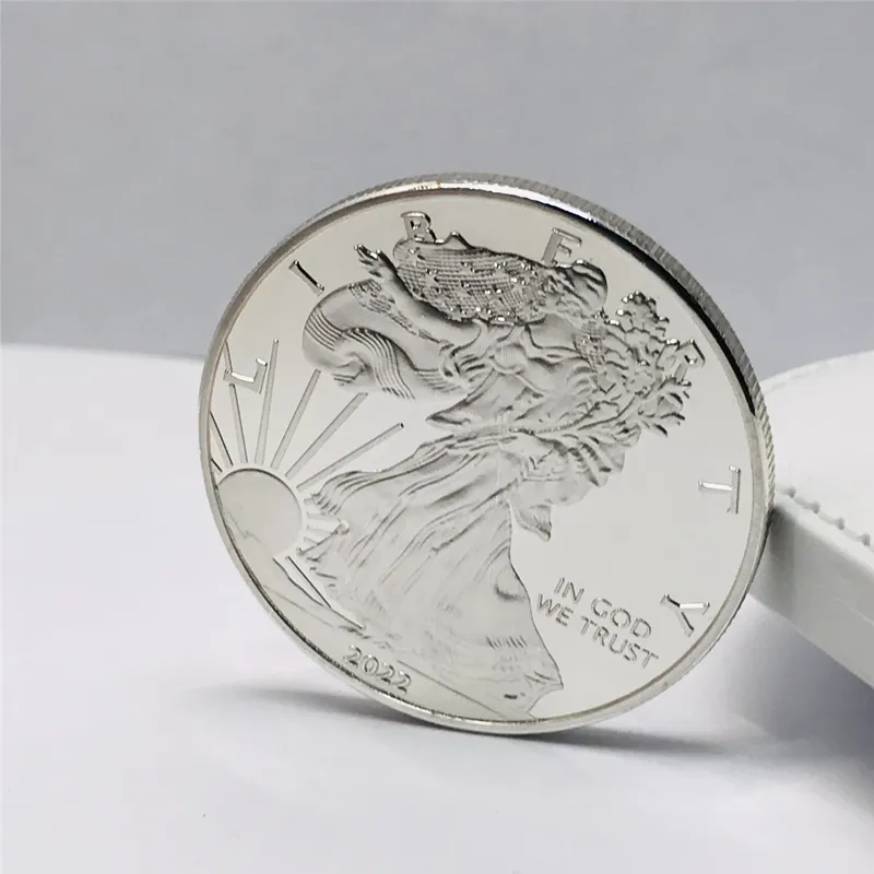 비 Magneitc 2022 아메리칸 이글 금속 공예 자유 실버 도금 1 OZ Collectible Home Decoration Art Commorative Coin