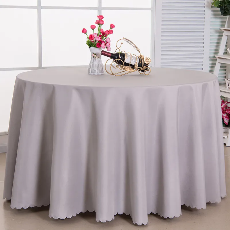 fête de mariage nappe ronde blanc couleur unie à manger nappe Polyester plaine pour hôtel Banquet décoration