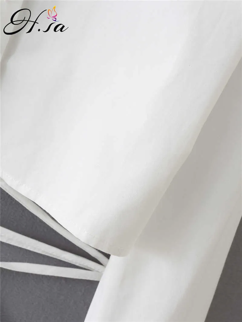 HSA Blouses Women Classy Demprament Design Ins Summer White Chic Elegant Korean Style Blusas Pure Casual White Bandage Tops 210716