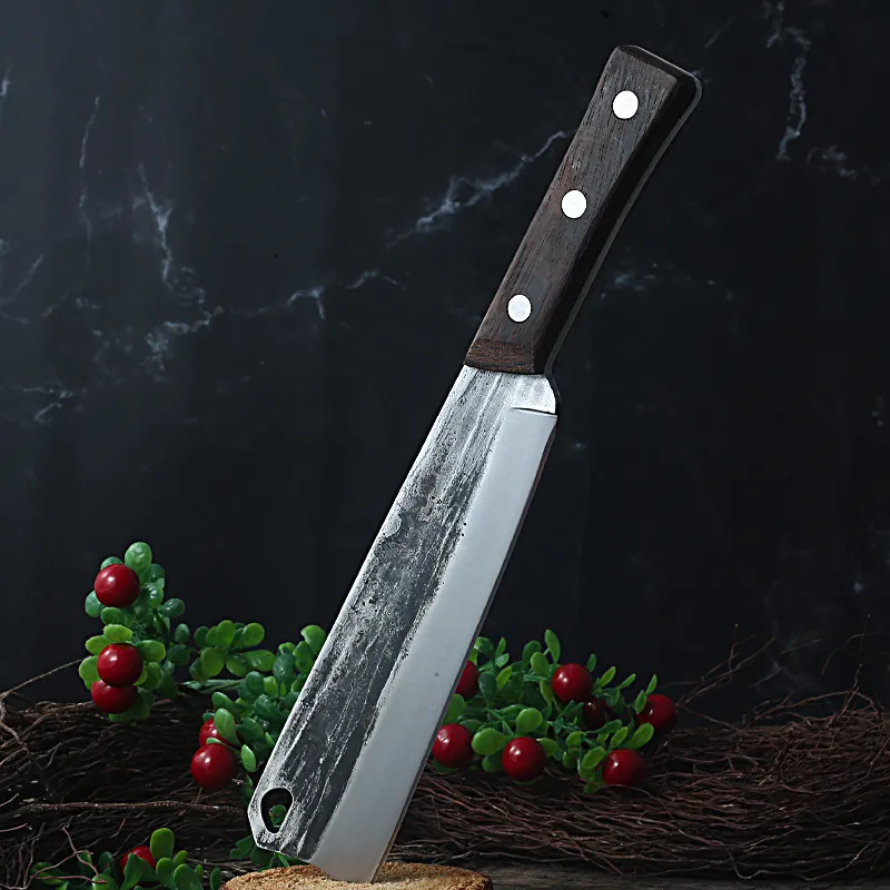 Forge à main hachage d'os Couteau Cuisine Chef Couteaux Cleeur Cleaver avec poignée de bois chinois Butcher de couteau à l'extérieur 9784130