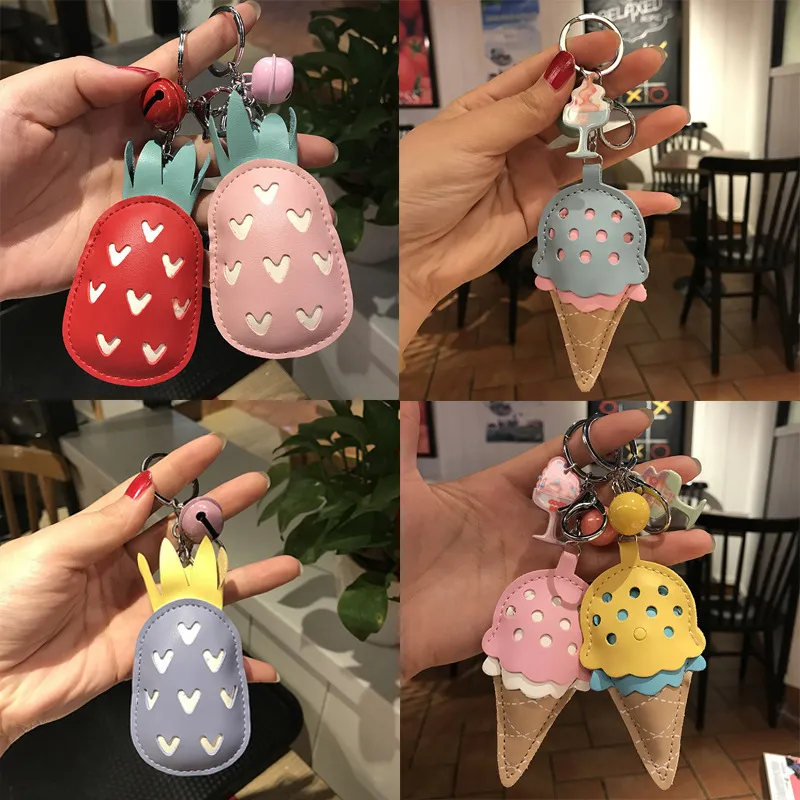 2020 Girl Cute Chain Women chain Ice Cream Pineapple Bag Fun Key Ring Pendant Charm Accessories Best Gift Jewelry