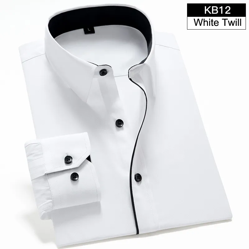 قمصان بيضاء الرجال spirng الخريف طويلة الأكمام رجل قميص ضئيلة الصلبة camisas العمل الأعمال الزفاف حكيم كيميز أوم المعتاد 210524