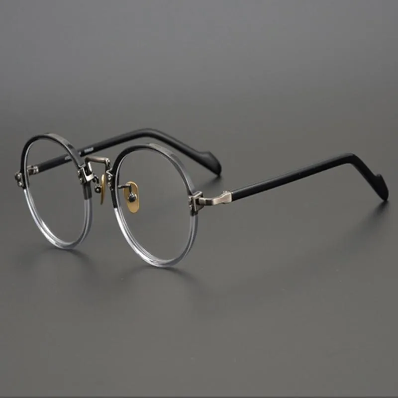 Moda óculos de sol quadros japonês artesanal puro titânio óculos masculino retro quadro redondo óculos ópticos prescrição vintage my208u
