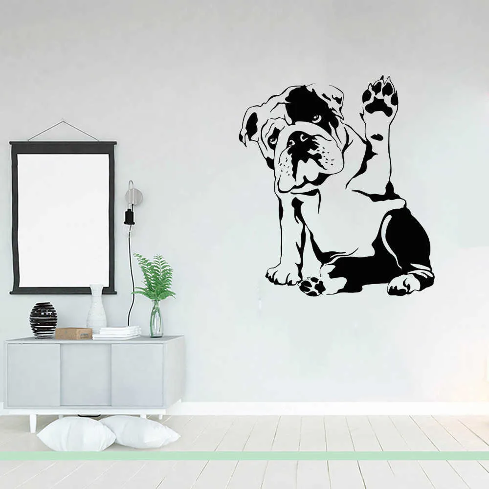 Bulldog chien Pet Pet Vétérinaire Salon Salon Stickers Mural Salle Murale décale Home Decor Room Art Affiche Y08055217308