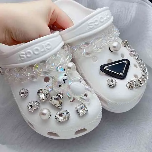 Trendig retro strass croc designer diy kvalitet kvinnor skor charms för jibz djurkedjor clogs spänne barn flickor gåvor2521