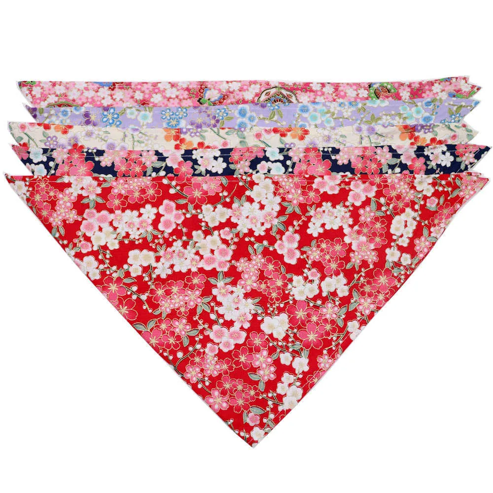 Abbigliamento cani a i Bandana alla pecorina in cotone Stampa floreale reversibile Bavaglini a triangolo reversibili Sciarpa cuccioli Accessori cani Gatti Animali domestici M