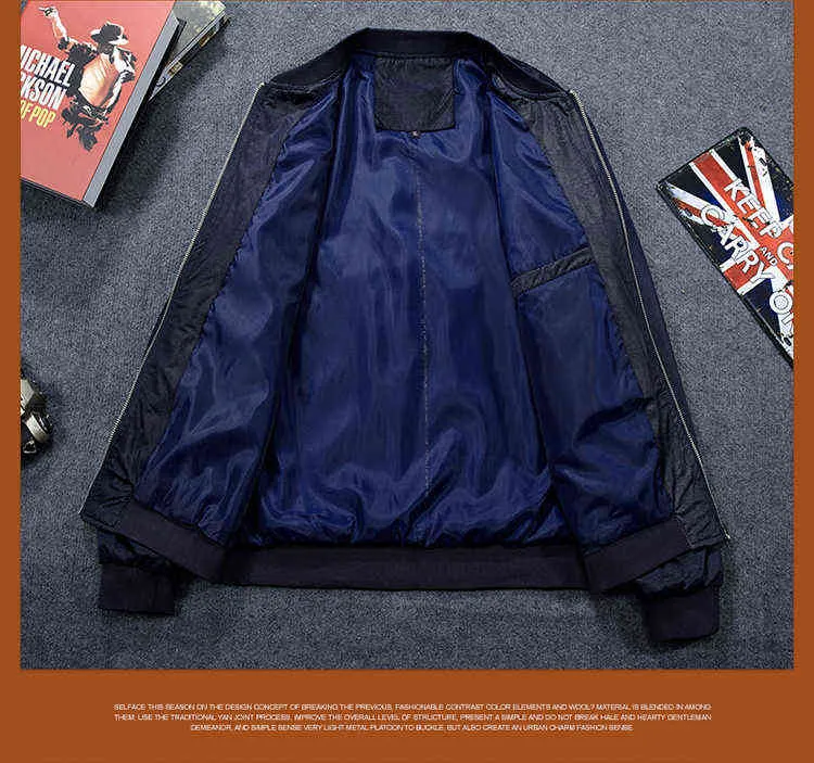 Бренд мужская бомбардировщик куртка тонкие мужчины бейсбольные пальто сплошной цвет вскользь пальто для мужской одежды 211217