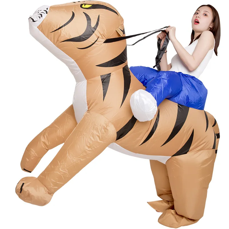 Costume de poupée à mascotte Adultes Funny Animal Mount Tigers Costumes gonflables Halloween Tenue Cartoon Party Mascot Play Play Dress Up Clothes