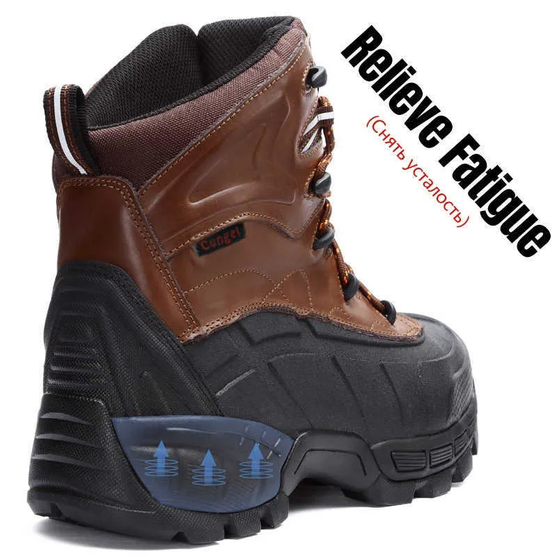 CUNGEL الرجال الشتاء أحذية السلامة الصلب اصبع القدم حذاء كاجوال للثقب خفيفة الوزن العمل سلامة أحذية رياضية للرجال 211007