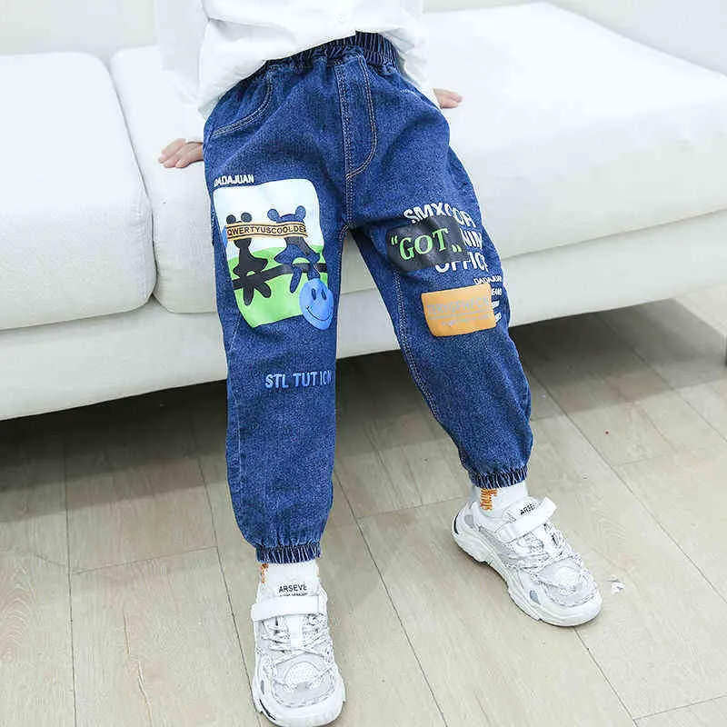 2022 Nieuwe Koreaanse stijl Kids Mode Trend Jongens Broek Casual Broek Kinderen Lente en Herfst Wassen Jeans Broek Hoge Kwaliteit PA G1220
