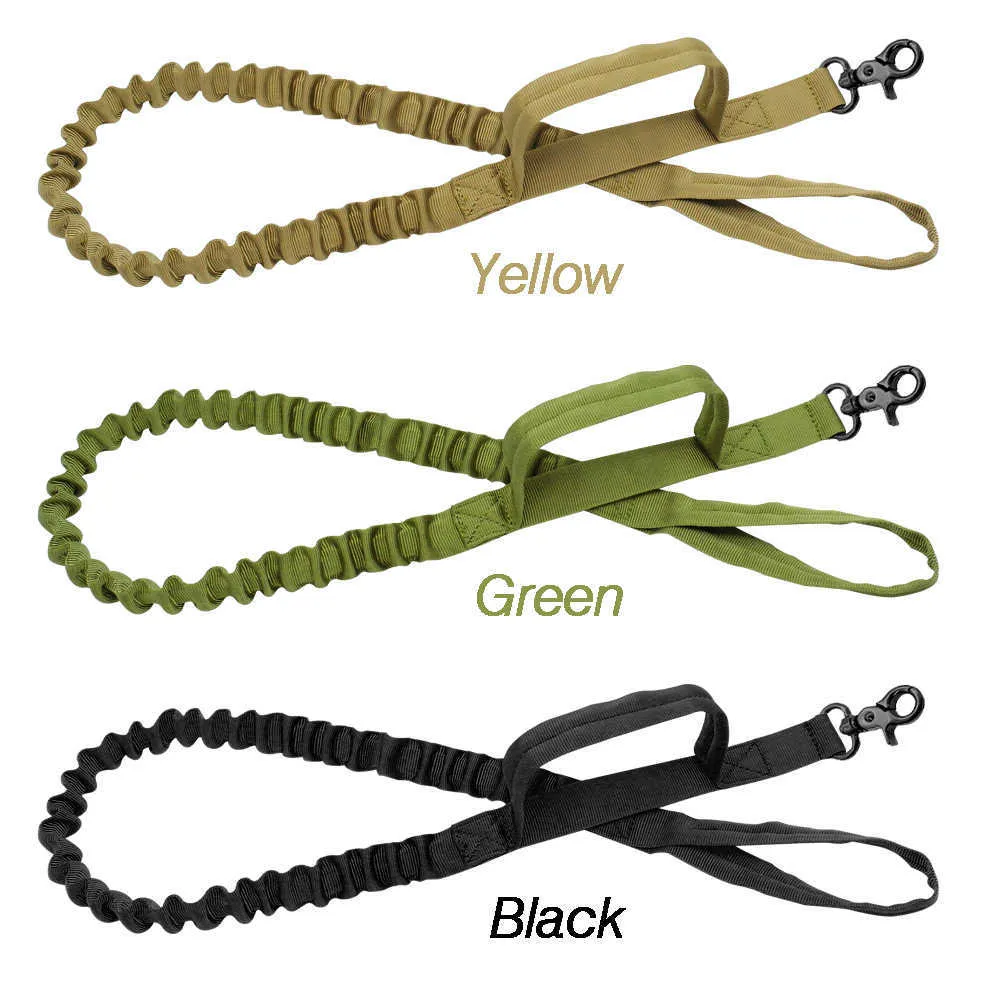 Armée Tactique Chien Laisse Nylon Bungee es Pet Militaire Plomb Ceinture Formation Courir Pour Moyens Grands Chiens Berger Allemand 211022