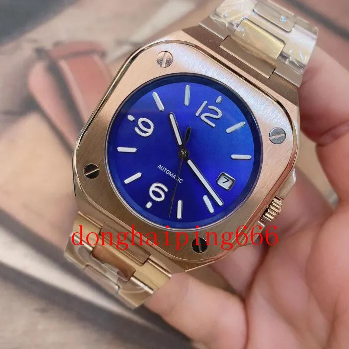 Automatiska mekaniska herrklockor Titta på svart urtavla med rostfritt stålarmband 904L BR 05 Datum Squar Case Limited Wristwatches324Q