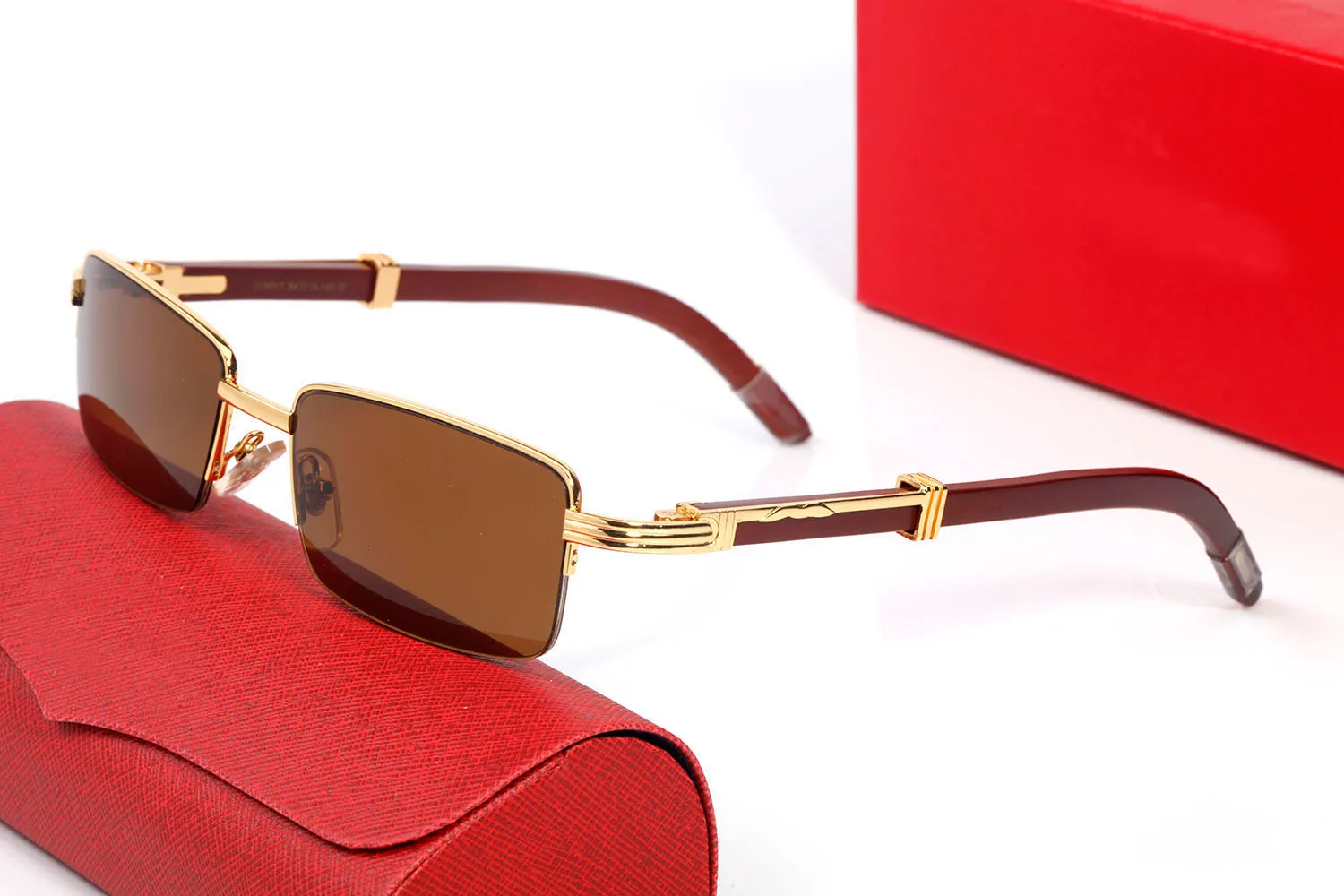 Прямоугольные солнцезащитные очки для женщин металлические и деревянные бамбуковые рамки дизайн бренд солнце