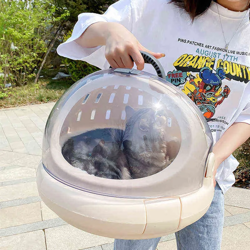 Chat Portable En Plein Air Pet Sac À Dos Mode Chiot Cage Bagages Chaton Lit Voyage Sac À Main Chien Respirant Espace Capsule 211120