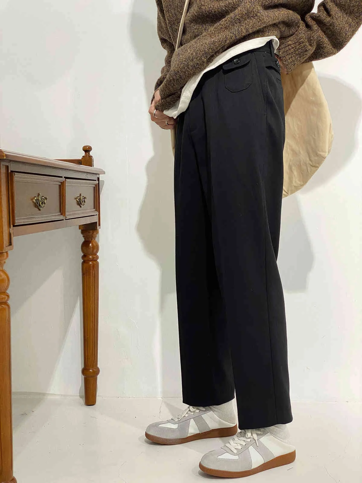 IEFB vintage da uomo dritto a vita alta sottile gamba larga allentata moda coreana pantaloni casual larghi uomo primavera 9Y4783 210524