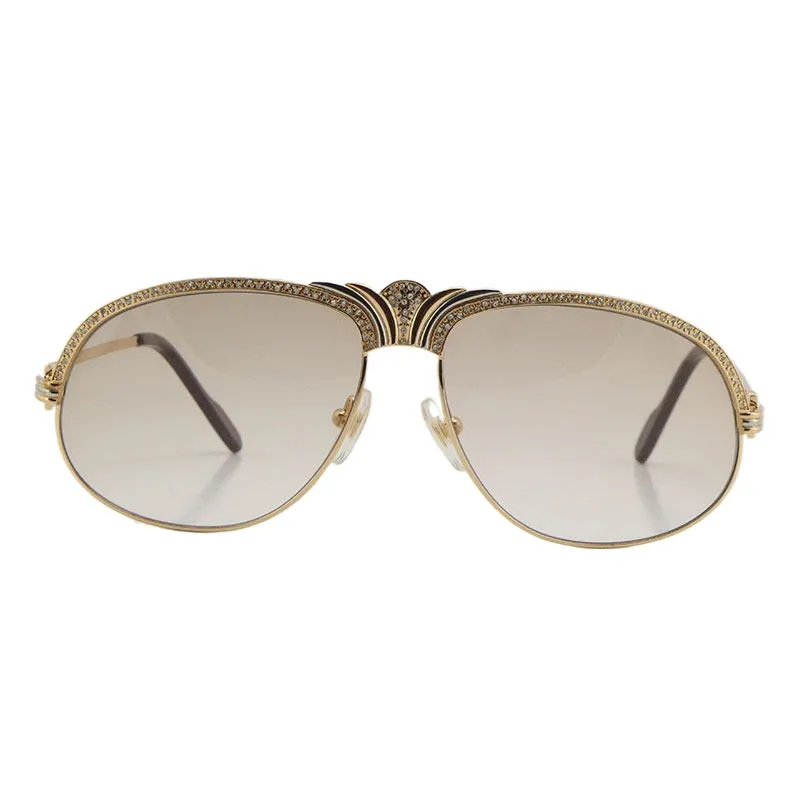Hela säljer Diamond Men Metal Solglasögon 18K Gold Vintage Women Glasögon unisex 1112613 Mindre Big Stones C Dekoration för D2766