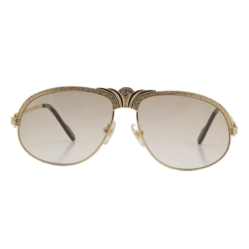 Vente entière de diamants hommes lunettes de soleil en métal or 18 carats Vintage femmes lunettes unisexe 1112613 petites grosses pierres C décoration pour D271R