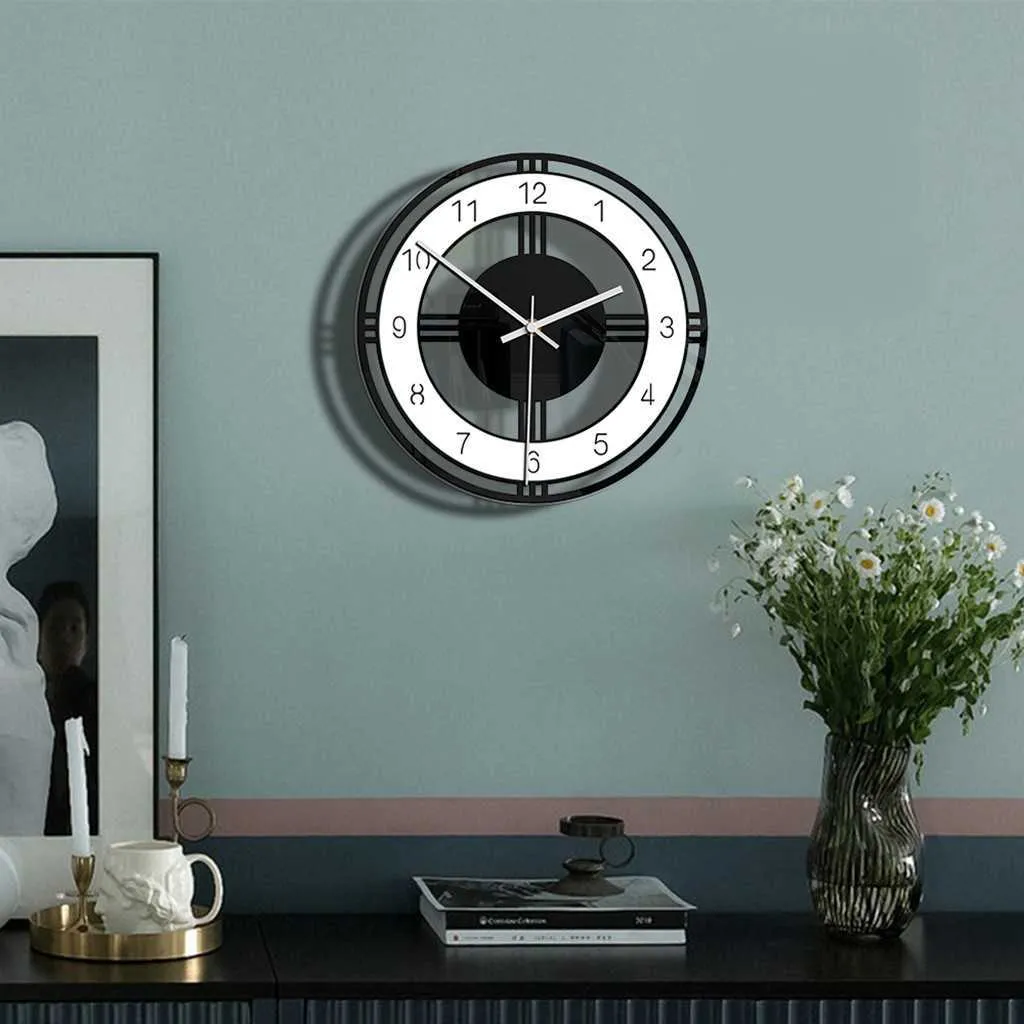 Северный стиль модные простые тихие настенные часы для домашнего декора черный белый тип настенные часы кварцевый современный дизайн таймер 210724