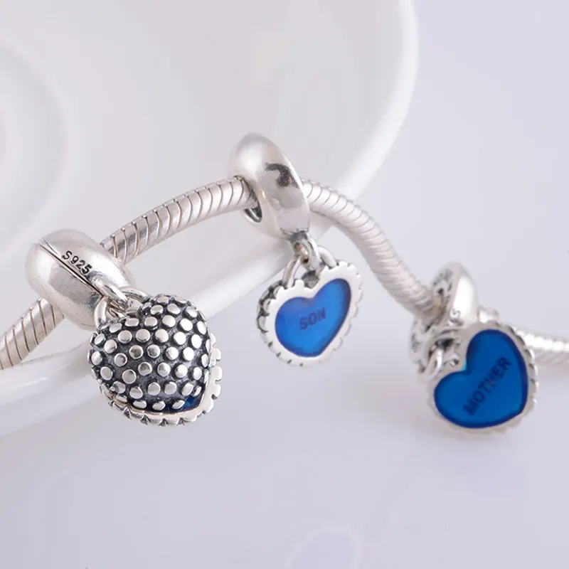 DIY charms ädelsten pärlor för världen smycken centrum gör mamma son pandora 925 sterling silver armband kvinnor män bangle kedja hängande puerto rican 791152en08