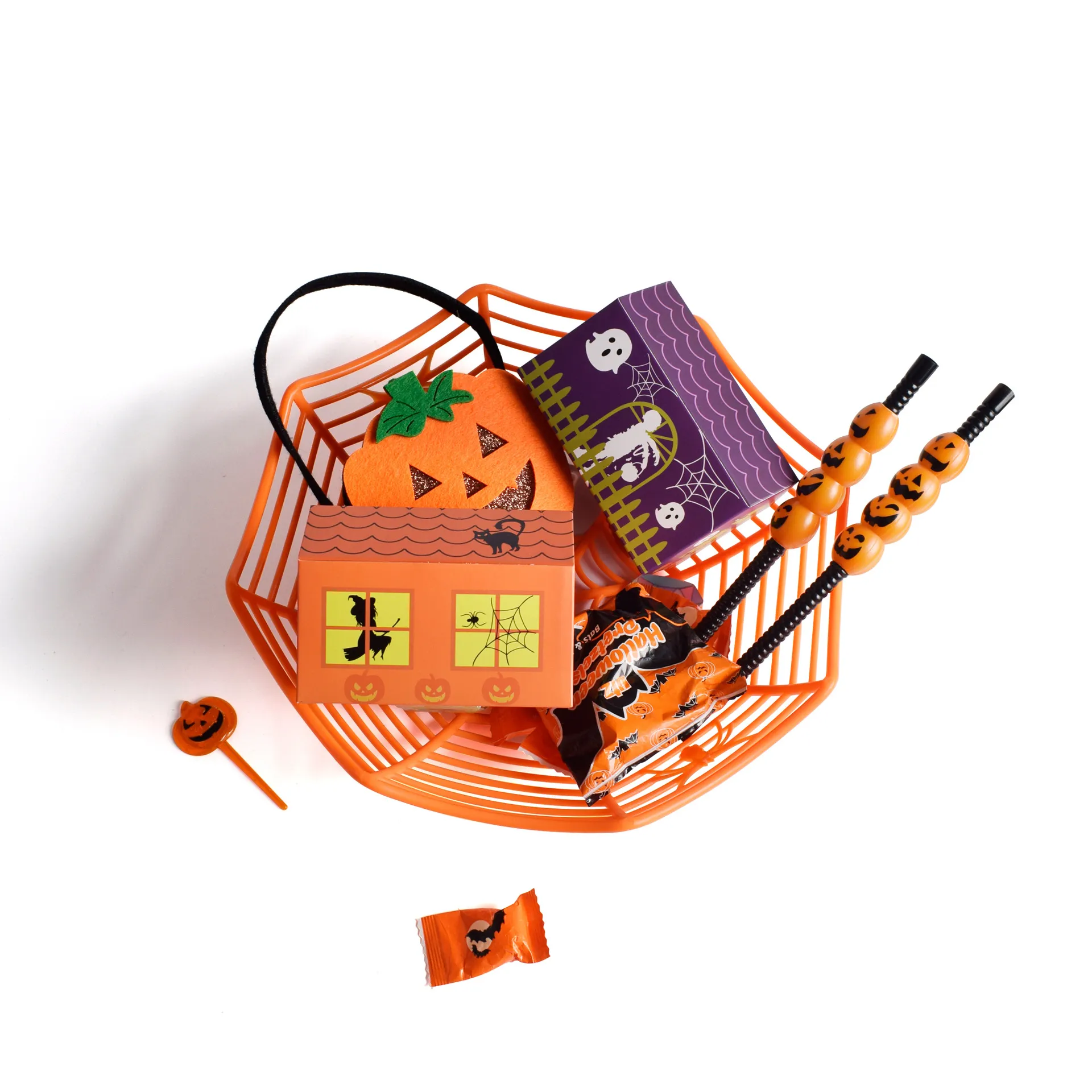 Halloween Candy Box Creative Spider Web Sorcière Papier Cadeaux Boîtes Célébration De Vacances Bonbons Boîtes 11.4 * 6.5 * 6 cm Décoration De Fête 2021