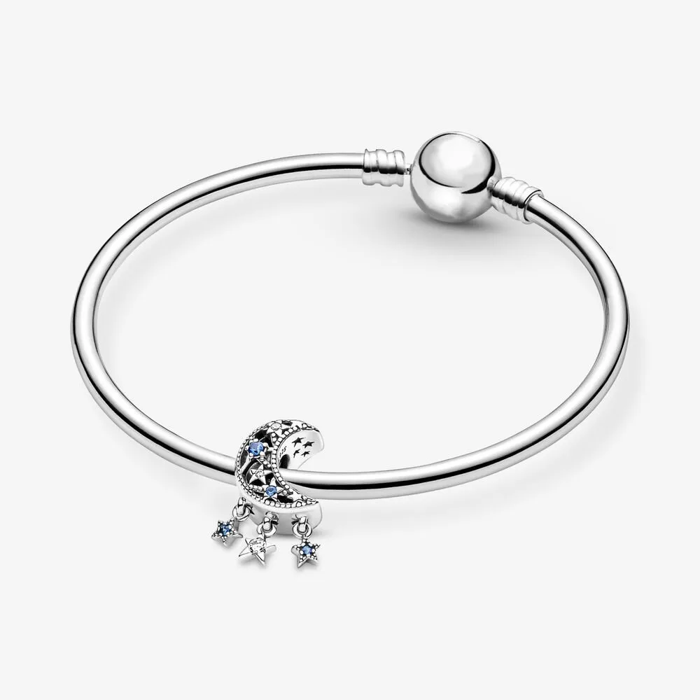 Étoile croissant de lune breloques ajustement Original européen bracelet à breloques mode femmes mariage fiançailles 925 bijoux en argent Sterling Acce253n