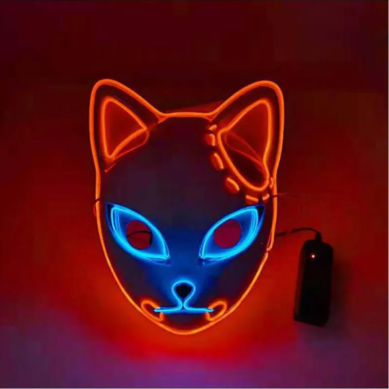 Fox Mask Halloween Party Japanese Anime Cosplay Costume LED Masks Festival Favor Props5884903