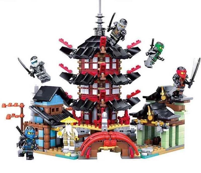 737 pièces bricolage Temple d'airjitzu Ninjagoes Version plus petite ensemble de blocs de construction Compatible avec Legoinglys jouet pour enfants briques H1103