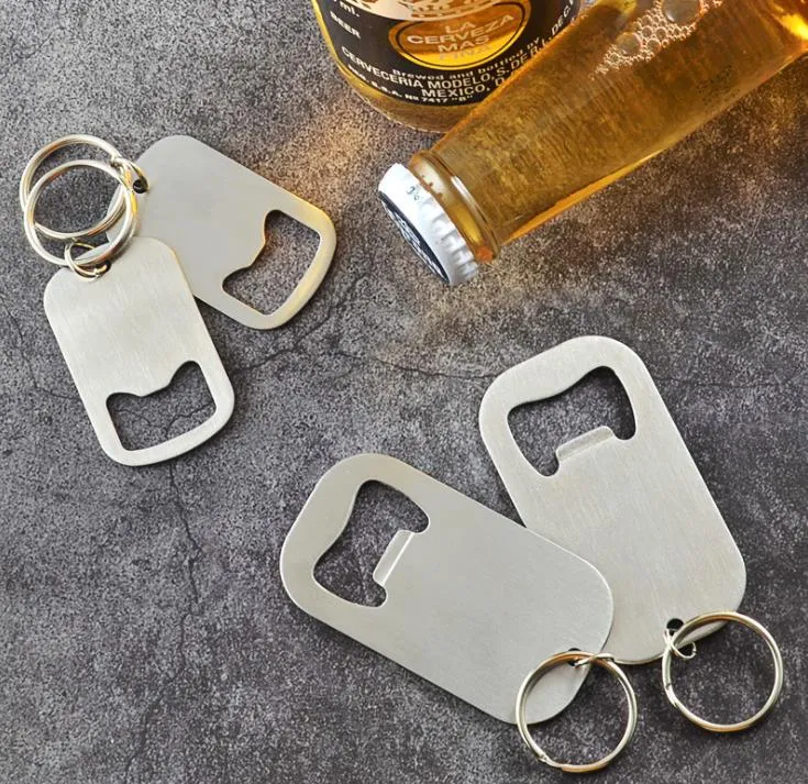 Stainless Steel Flat Speed Quick Bottle Opener Cap Remover Bar Tools Beer Opener Keychains Custom Engraved