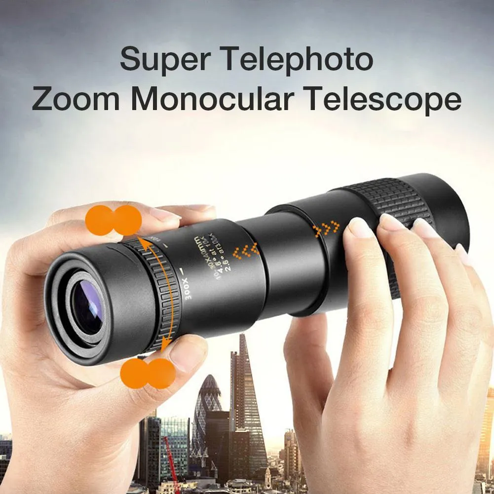4K 10-300X40mm Super Telepo Zoom monoculaire télescope Portable plage voyage Camping prend en charge Smartphone pour prendre des photos
