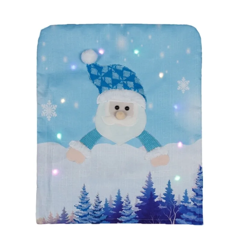 LED Christmas Chair Cover Santa Claus Snowman Dekoracyjne światło Wróć 220302