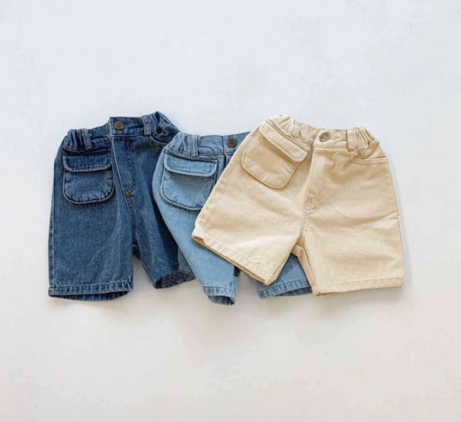 Children's Denim Shorts Fashion Boys and Girls Wide-leg Summer Elastic Loose Casual 210515