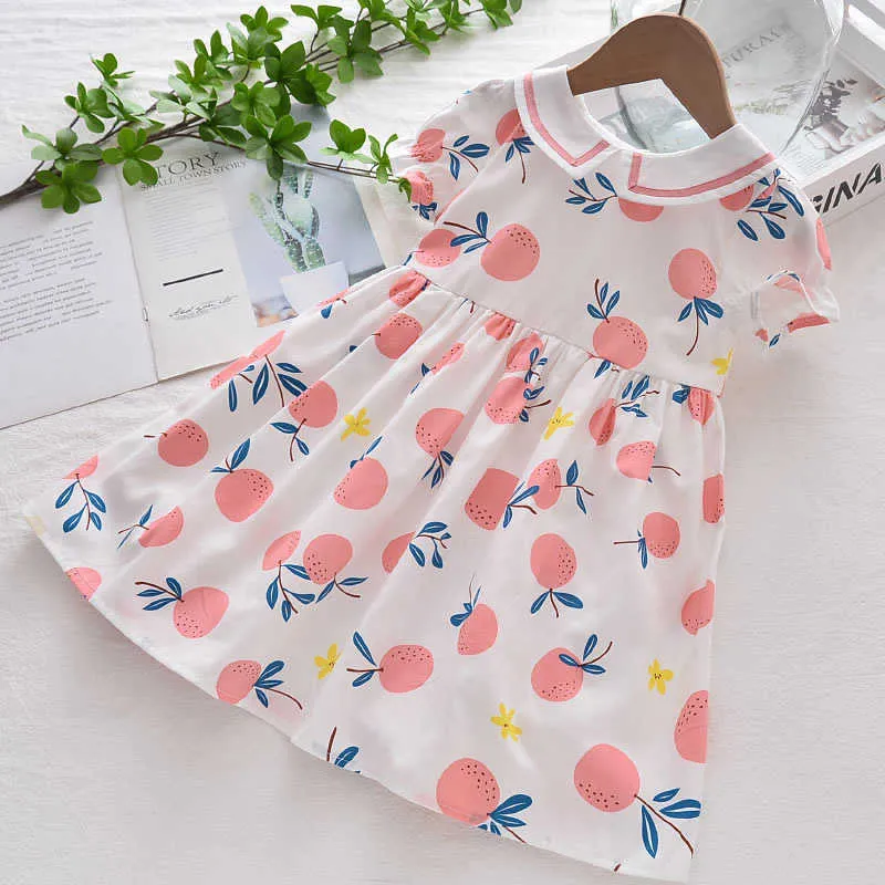 Beer Leider Baby Meisjes Casual Jurken Zomer Mode Baby Fruit Print Jurk Kinderen Mooie Vestidos Sweet Party Outfits 3-8Y 210708