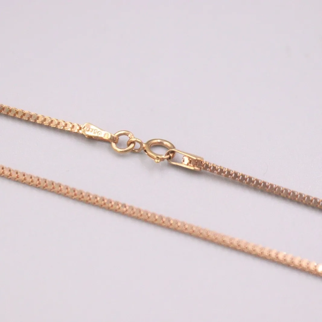 Au750 Real 18K Rose Chain Neckalce For Women Female 1.8mm Millax Box Gold Necklace 16''L Gift