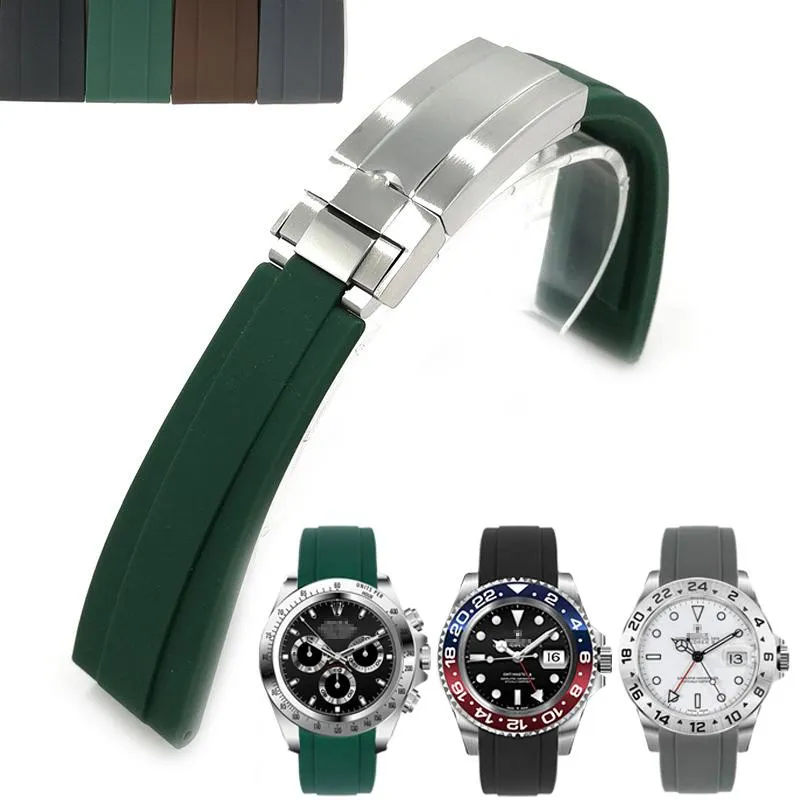 Bracelets de montre pour hommes, accessoires en caoutchouc de 20mm, Bracelet pour fantôme d'eau noire, Bracelet en Silicone, Relogio Masculino235I