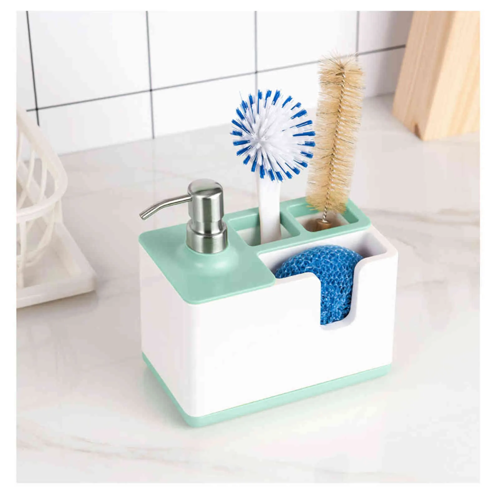 液体石鹸ディスペンサーキッチン収納ラック浴室手洗いデバイスホルダー多機能シェルフ洗浄アクセサリー211130