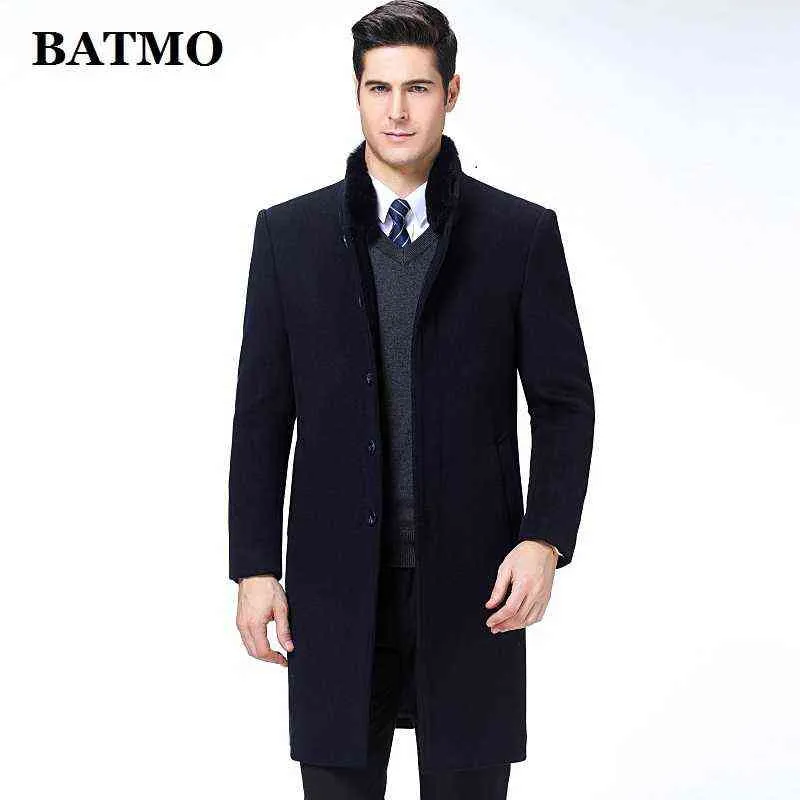 Batmo Ankomst Autumnwinter Högkvalitativ ull Long Trench Coat Men, Mäns Wool Jackor, Varm kappa, Plus-Size M-XXXL, 8808 211122