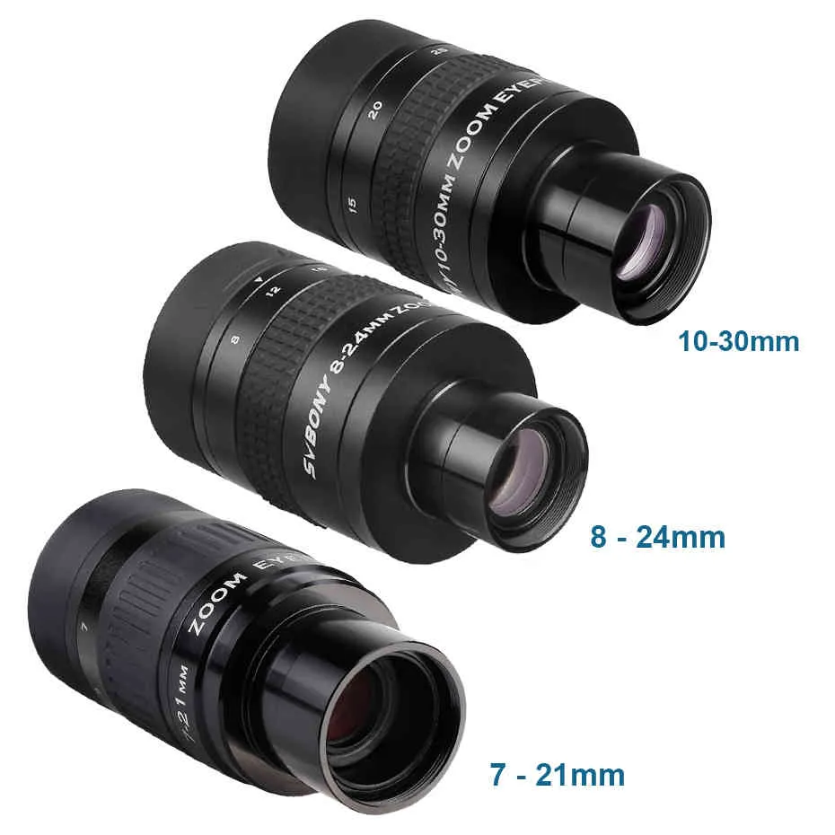 SVBONY 1.25" Zoom Telescope Eyepiece 7-21mm/8-24mm/10-30mm Full Metal Barrel and Broadband Multicoating