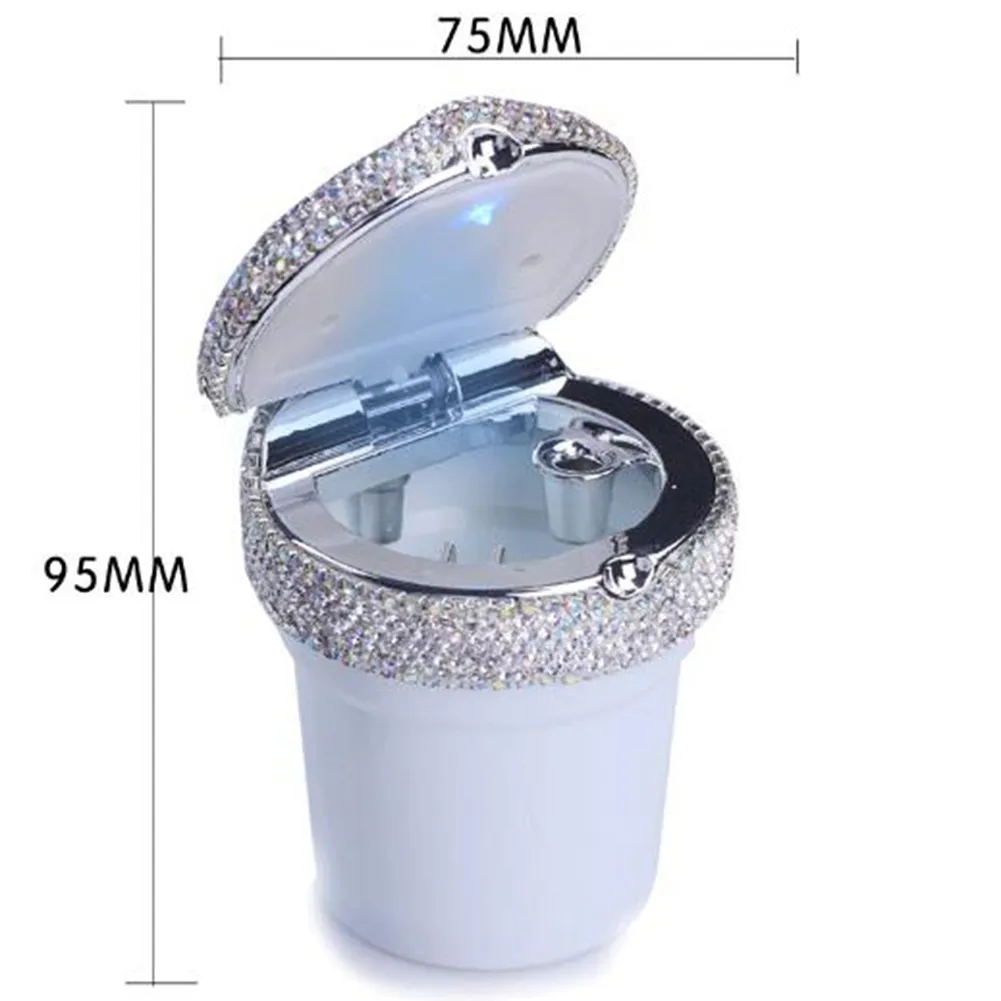 Auto LED Blue-Ray Hohe Temperaturbeständigkeit Auto Zigarette Aschenbecher Luxus Diamant Geschenk für Frauen Mädchen Heimgebrauch