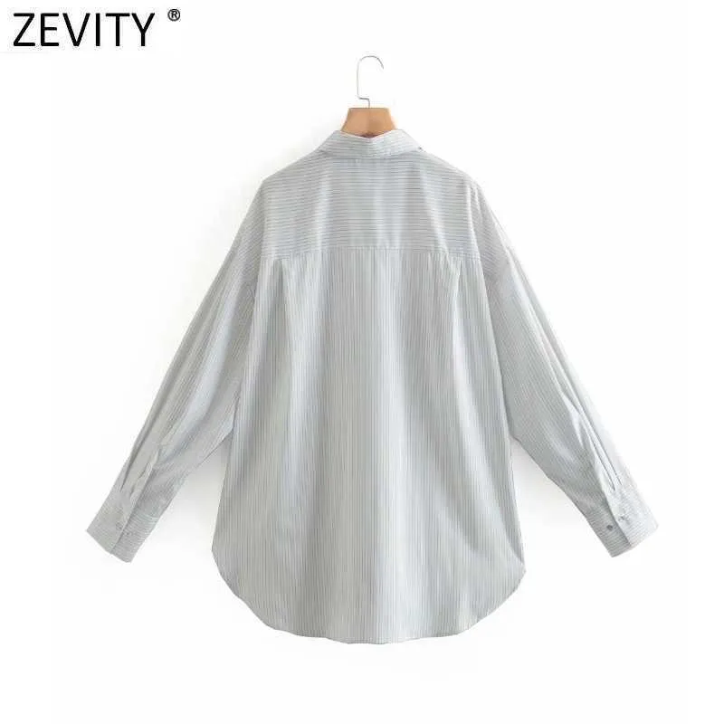 Zevity Femmes Vintage Rayé Imprimé Casual Lâche Kimono Chemises Rétro Dames À Manches Longues Blouse Roupas Chic Femininas Tops LS7578 210603