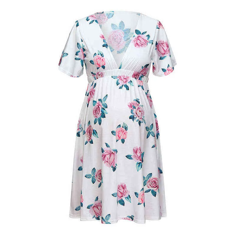 Maternidade vestidos fotografia adereços mulher mini vestido floral roupas de cauda para mulheres grávidas gravidez V Pescoço Vestido solto G220309