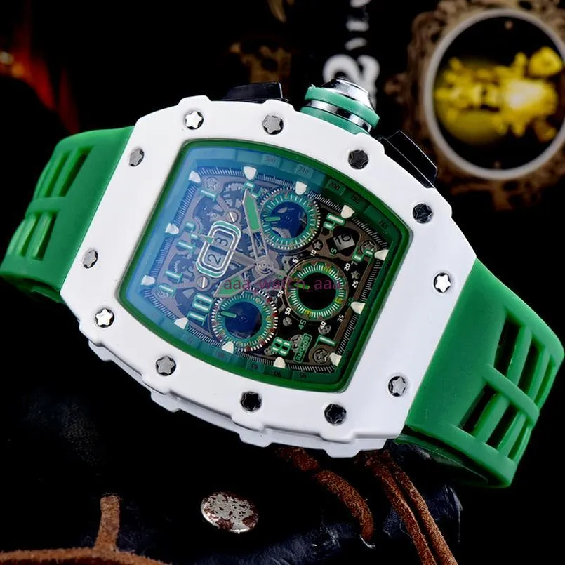 R 7-2Mens montre de luxe watches silicone strap fashion designer watch sports quartz analog clock Relogio Masculino1206W