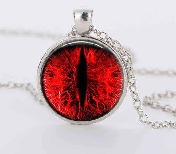 Colar de olho vermelho Colar encantos dragão olhos foto vidro cabochão pendnat handmade preto cadeia colares mulheres homens jóias g220310