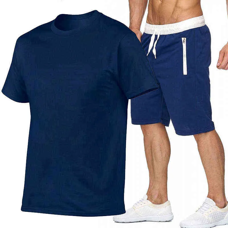 Summe Men's Brand Sportswear Shorts Set T-shirt respirant à manches courtes et shorts Casual Wear Men's Basketball Training Suit G220224