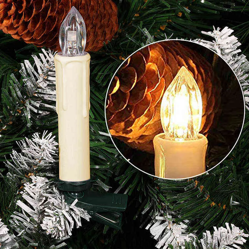 LED Árvore de Natal Vela Plástico Flameless Flicker Timer Controle Remoto Bateria Actionada Velas Falsas Para Ano Novo Decoração HOME H1222