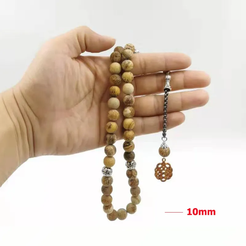 Natural Jaspers Stone Tasbih Braceletes Muçulmanos Misbaha Presente Presente Oração Grânulos Islã Jóias Arábia Saudita Acessórios De Moda