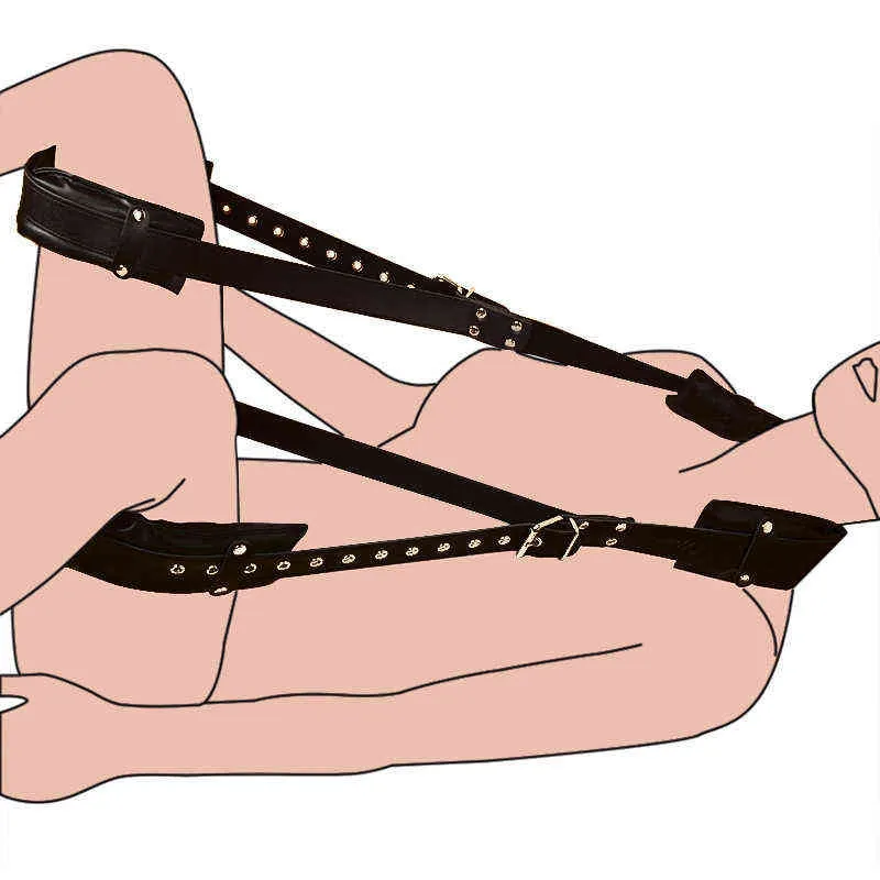 Bondage Open Leg Sex Swing Ceinture en cuir jouets sexuels pour couples épandeur de jambe posture de poussée BDSM bondage fées Sangles outils 1123