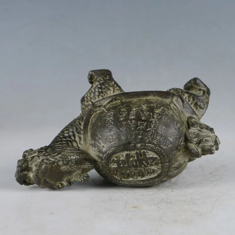 Rare travail manuel en Bronze chinois sculpté Dragon tortue Statue Collection ornements Statues pour Figurines de décoration