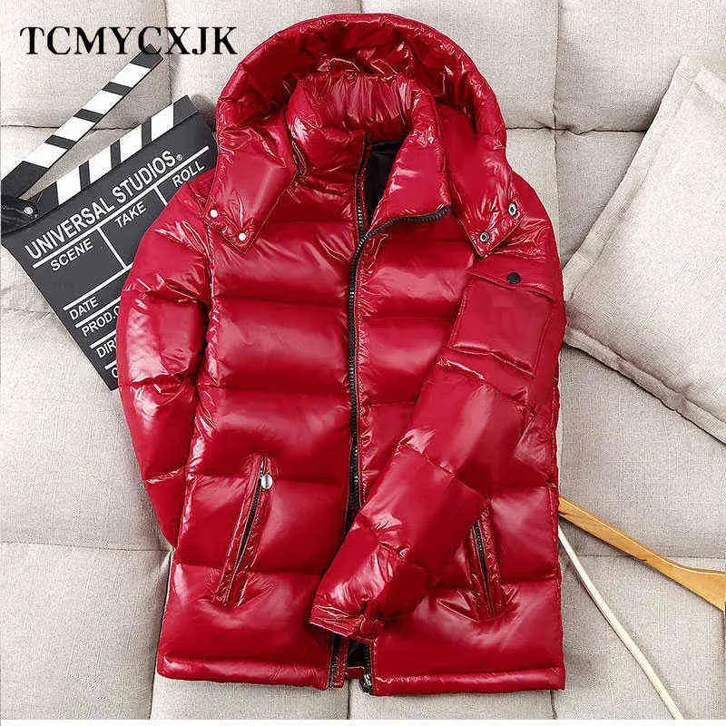 Short Shiny Down Oversized Jacket Women Fashion Brand Men And Women The Same Thick Warm Hooded Casual Jacket For Women 211108