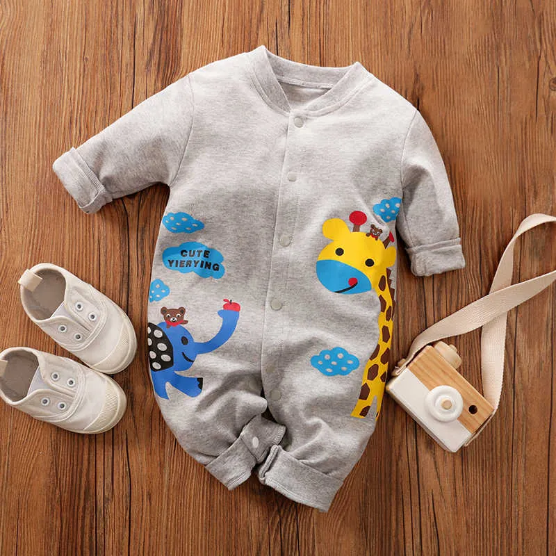 Frühling und Herbst Baby Junge/Mädchen Schöner Overall mit Giraffenmuster für 0–1 Jahre 210528